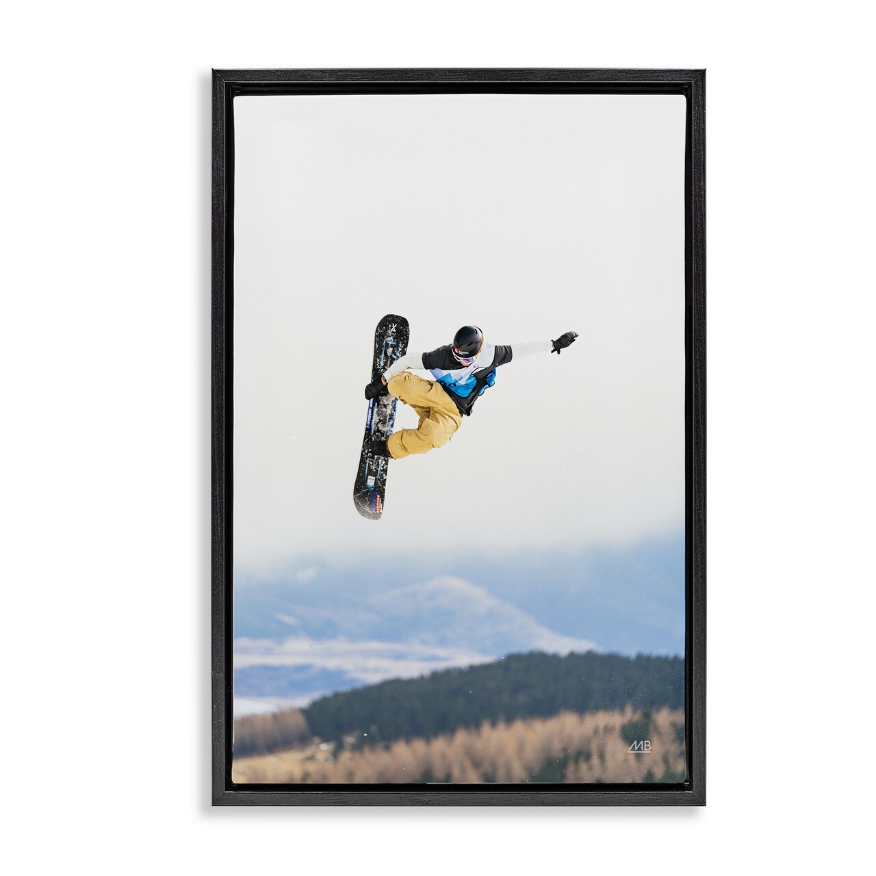 Stupell Industries Catching Air Snowboarder Floater Framed Canvas Wall Art Design by Max Blakesberg Studios